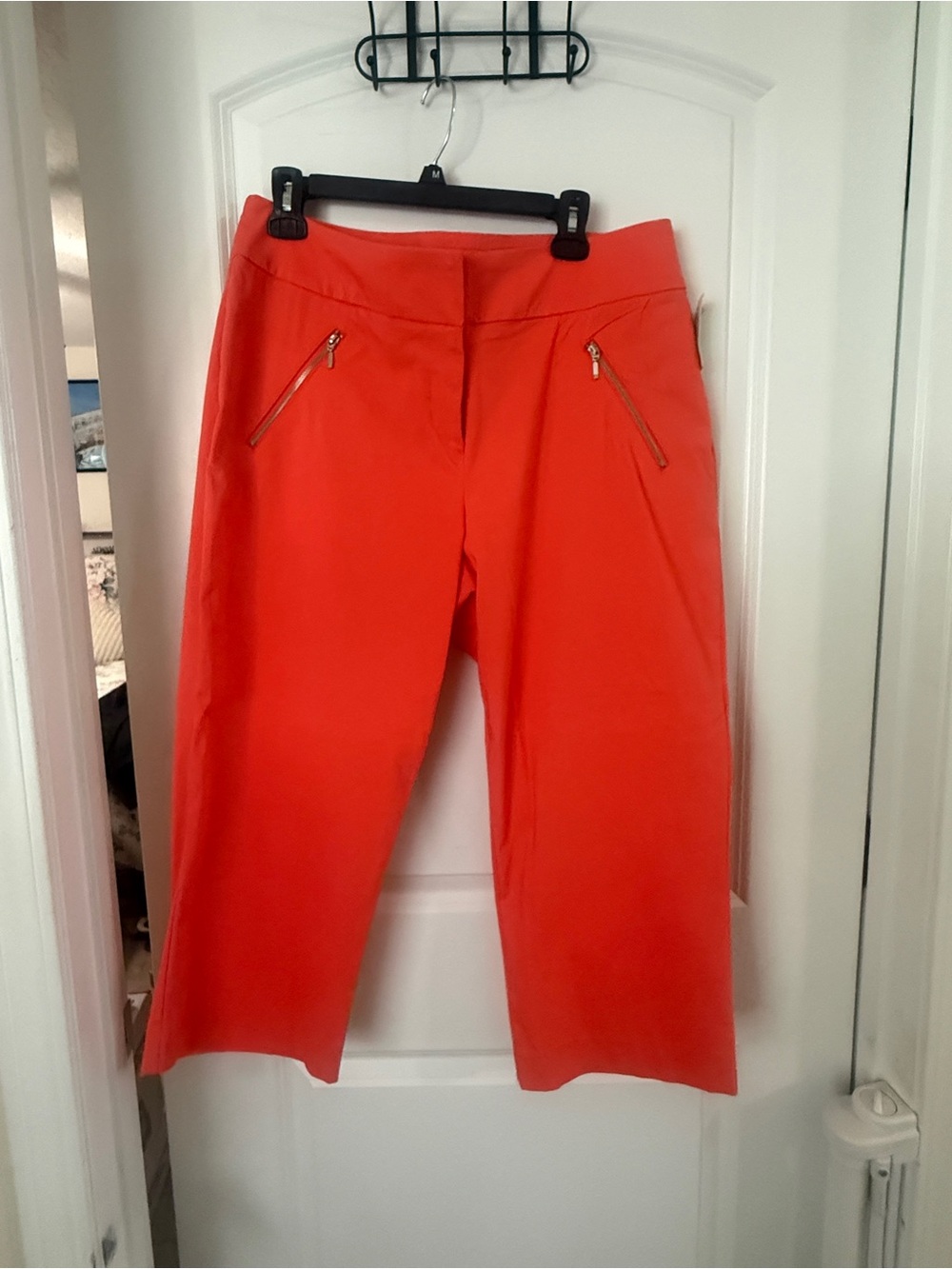 Worthington Bright Orange Cropped Zip-Pocket Trousers